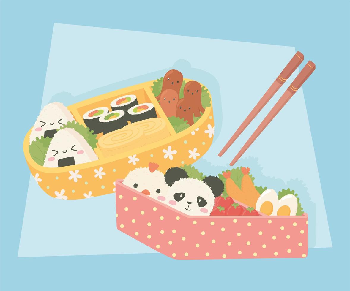 almuerzo japonés en caja bento vector