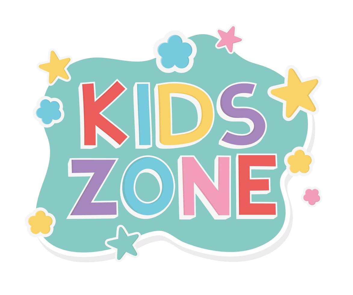 kids zone, lettering play children template design vector