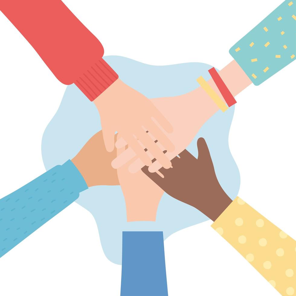 human rights, together hands diversity people vector