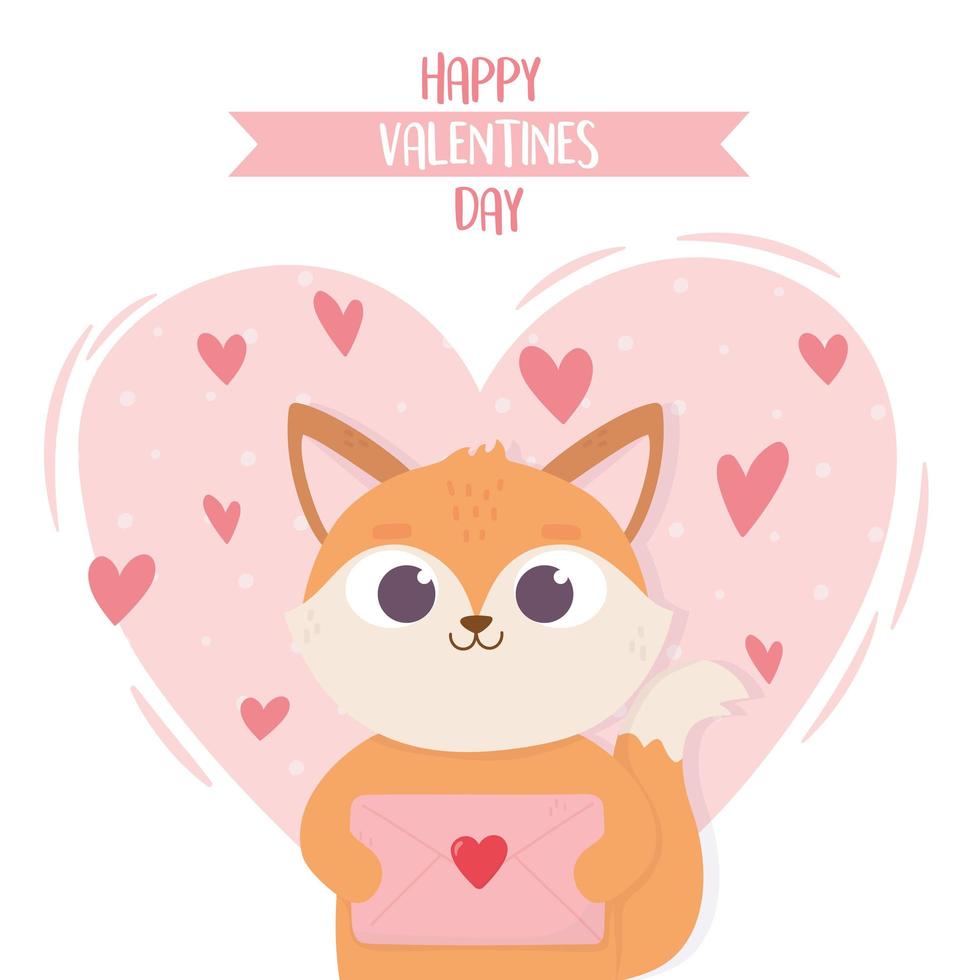 happy valentines day cute little cat with envelope message love vector