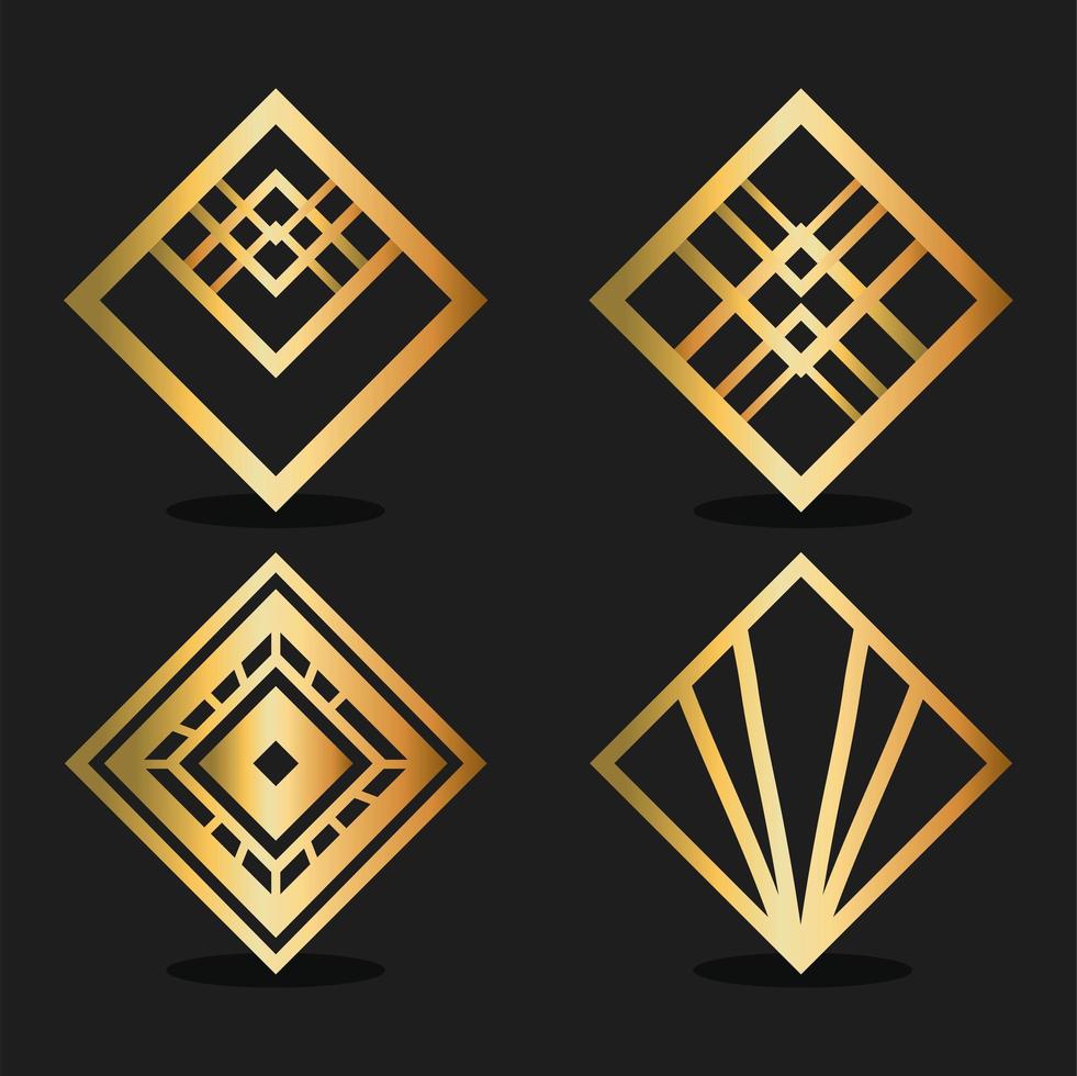 black background art deco frames vector