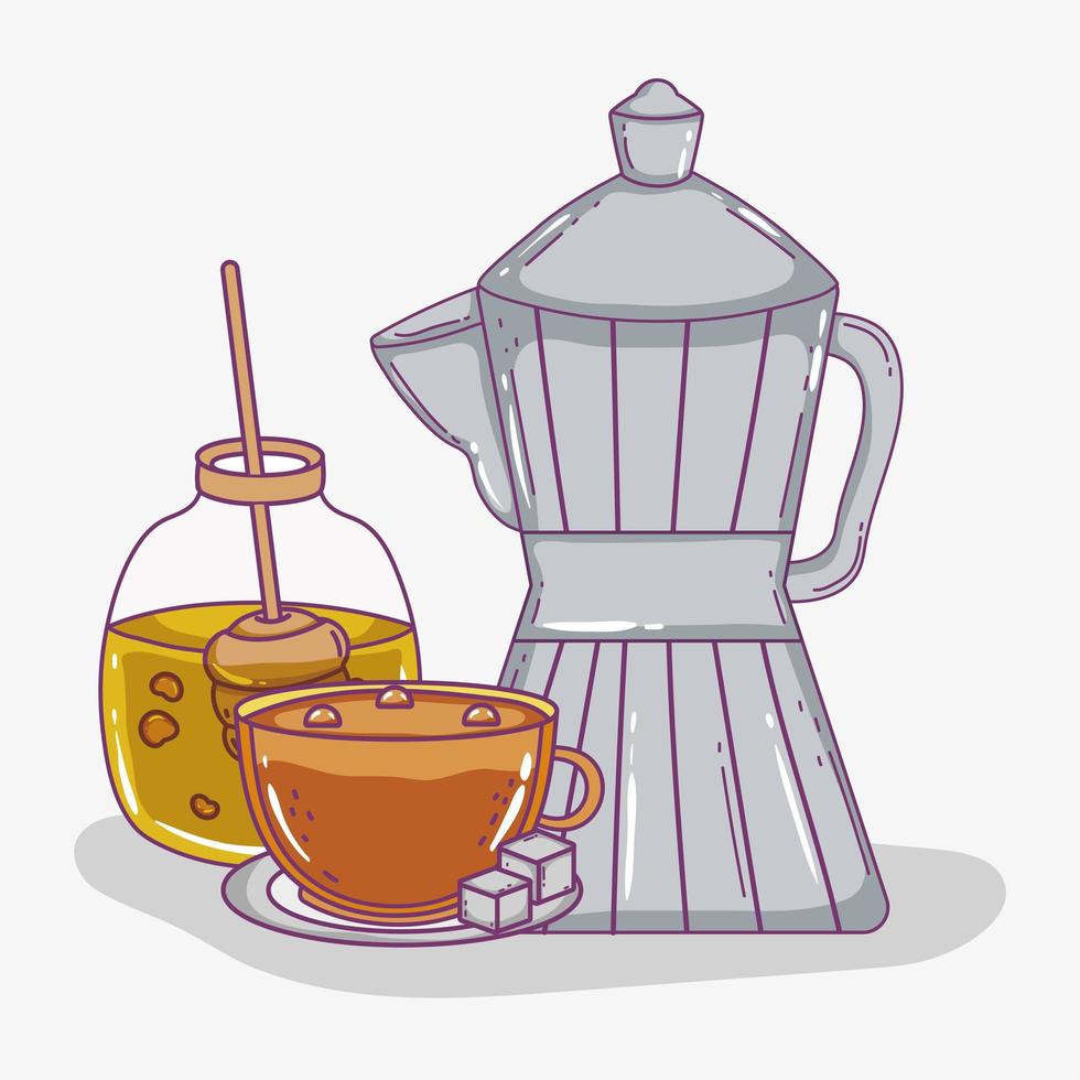 coffee time sketch flat design vector