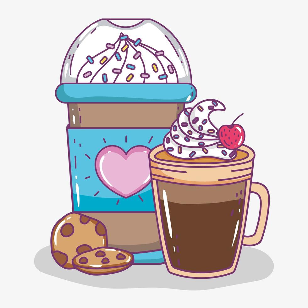 coffee time sketch flat design vector