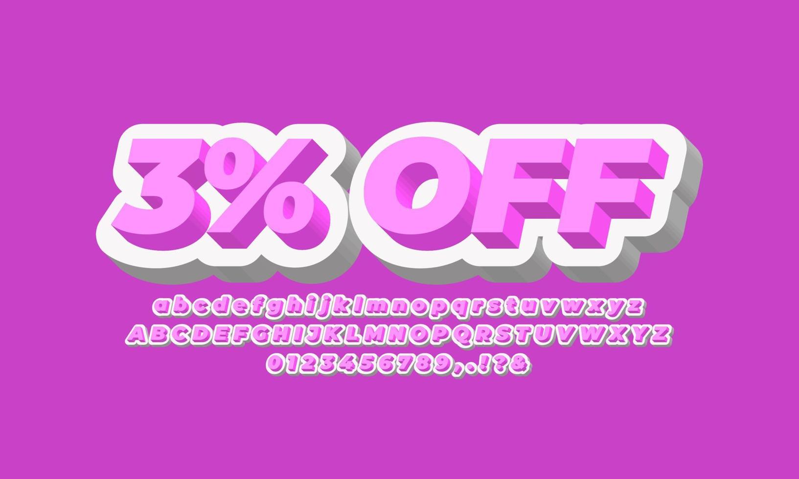 pink white 3d font effect or text effect alphabet numbering vector
