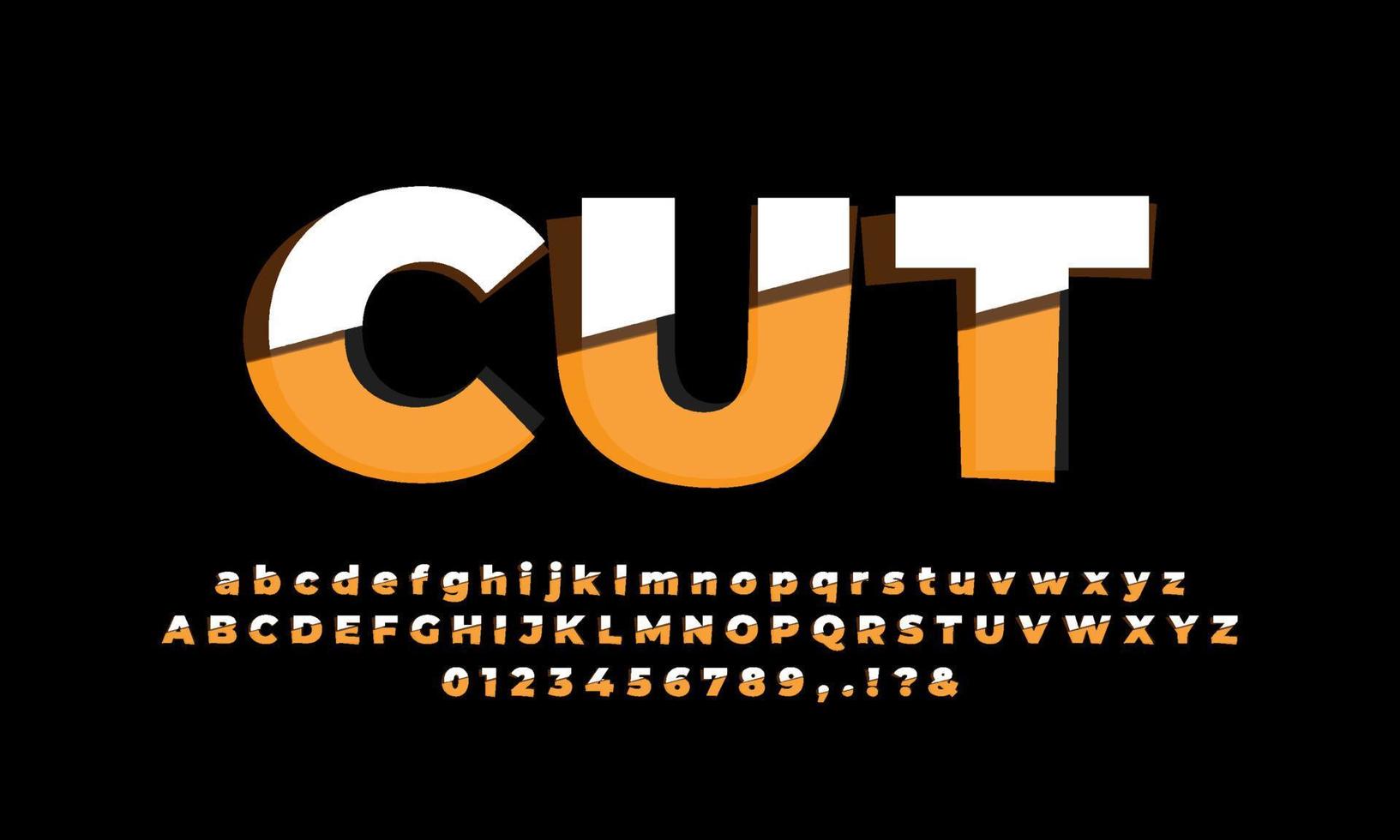 alfabeto de corte naranja y blanco o efecto de texto de letra o diseño de efecto de fuente vector