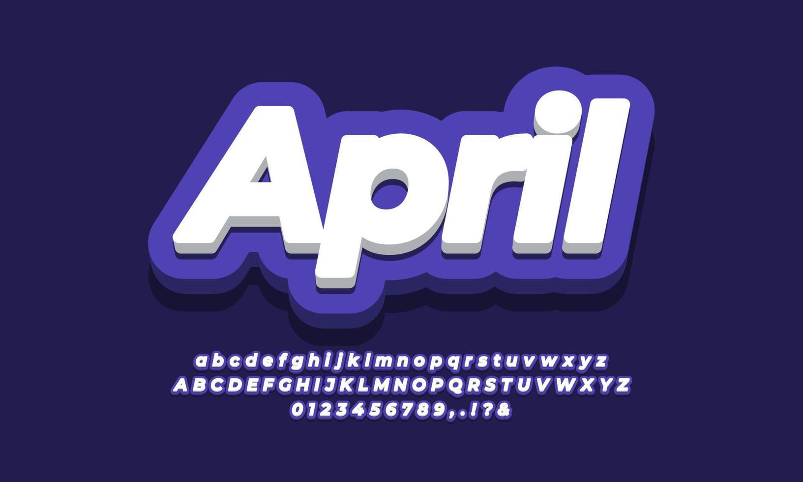 mes de abril texto 3d diseño morado vector