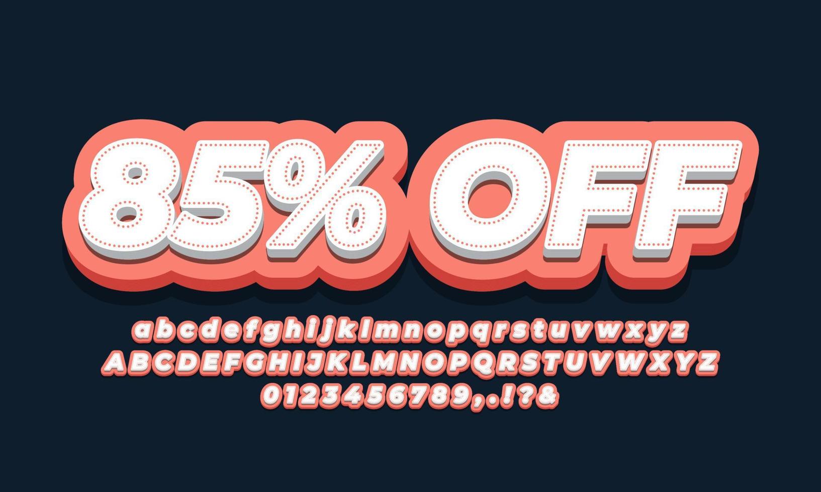 85 percent off sale discount promotion 3d orange vector