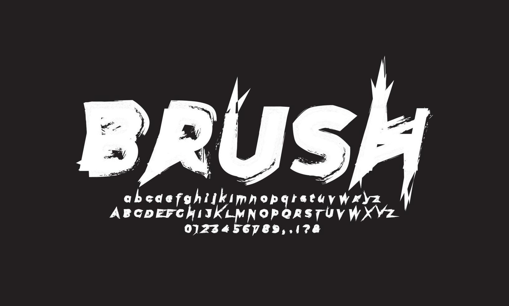 Brush font paint art black and white alphabet numbering vector design