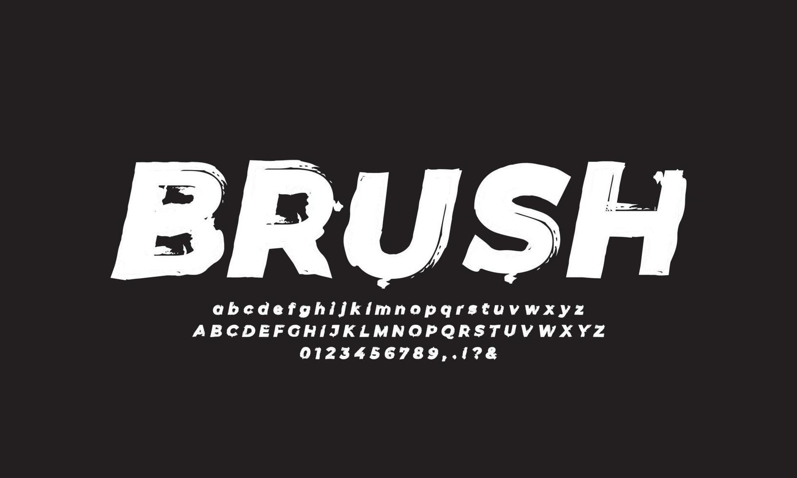 Brush font paint art black and white alphabet numbering vector design