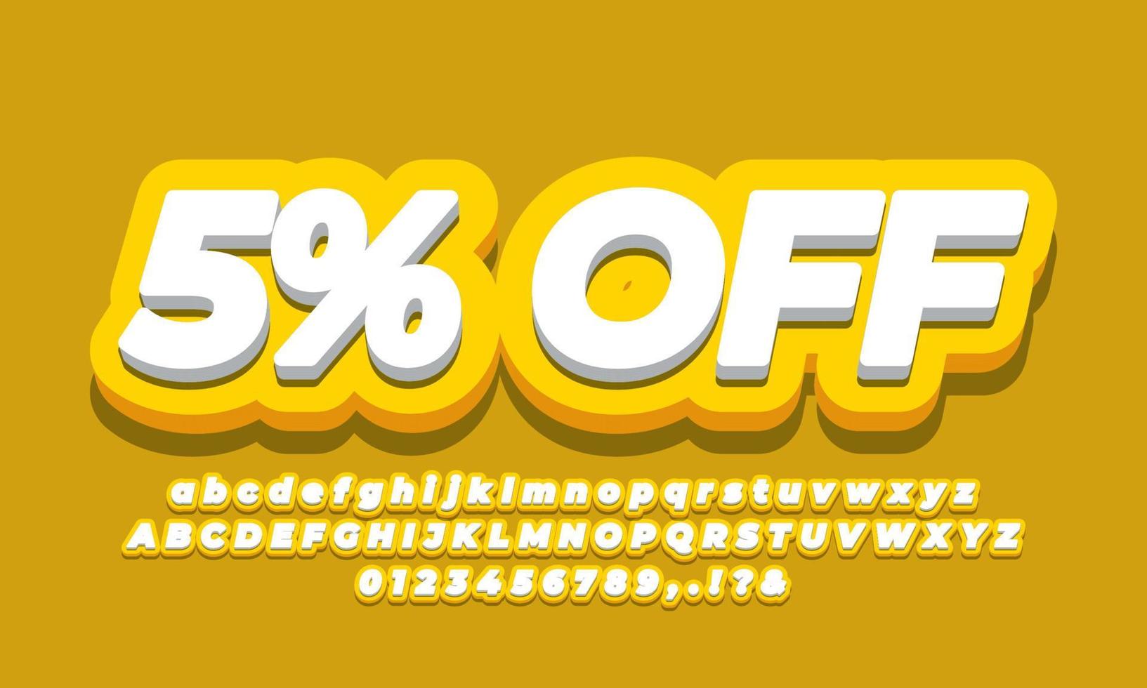 5 percent sale discount promotion text 3d yellow template vector