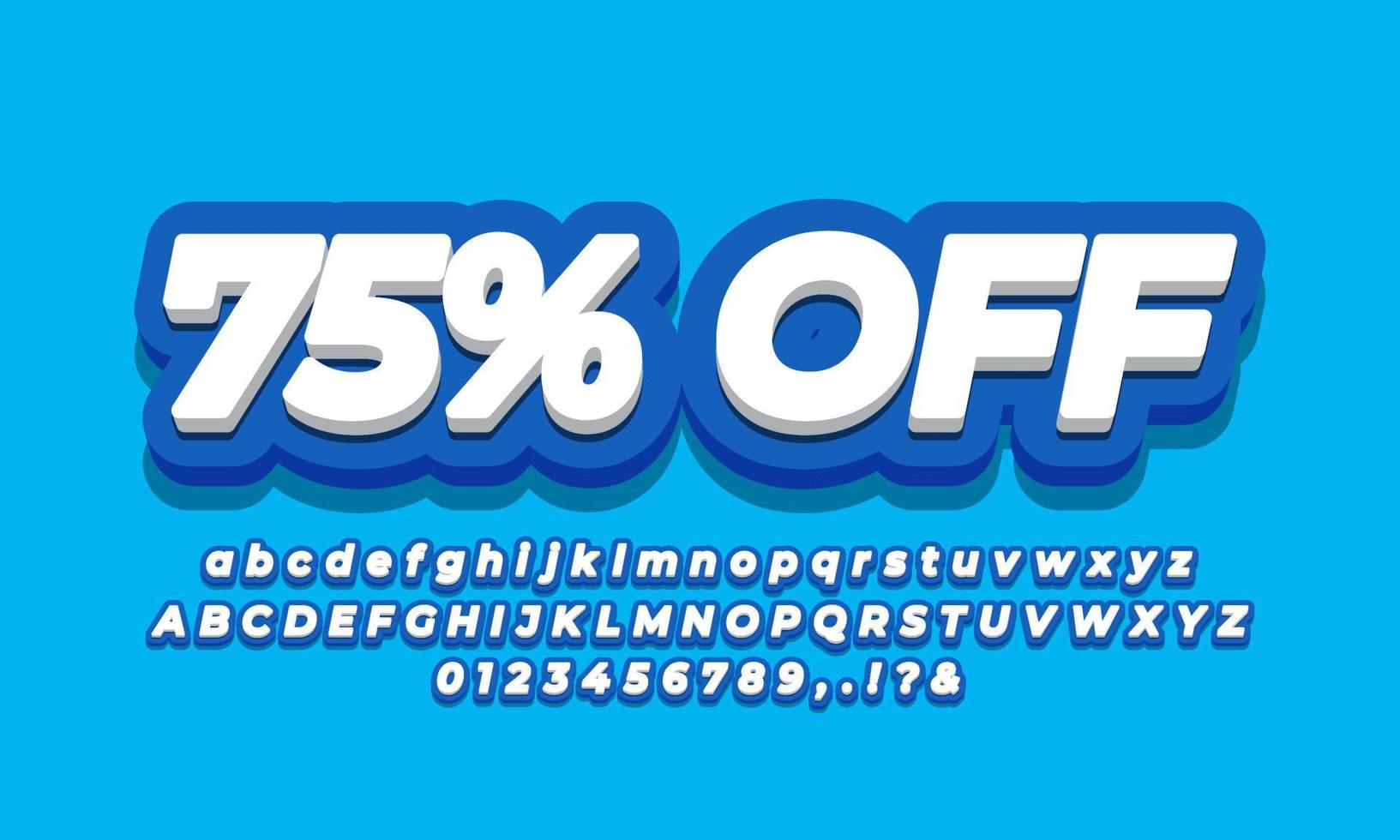 75 percent sale discount promotion text 3d old blue template vector