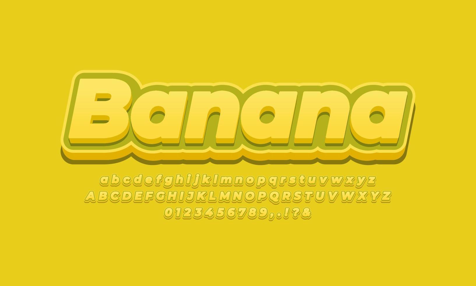 yellow banana fruit text effect design vector