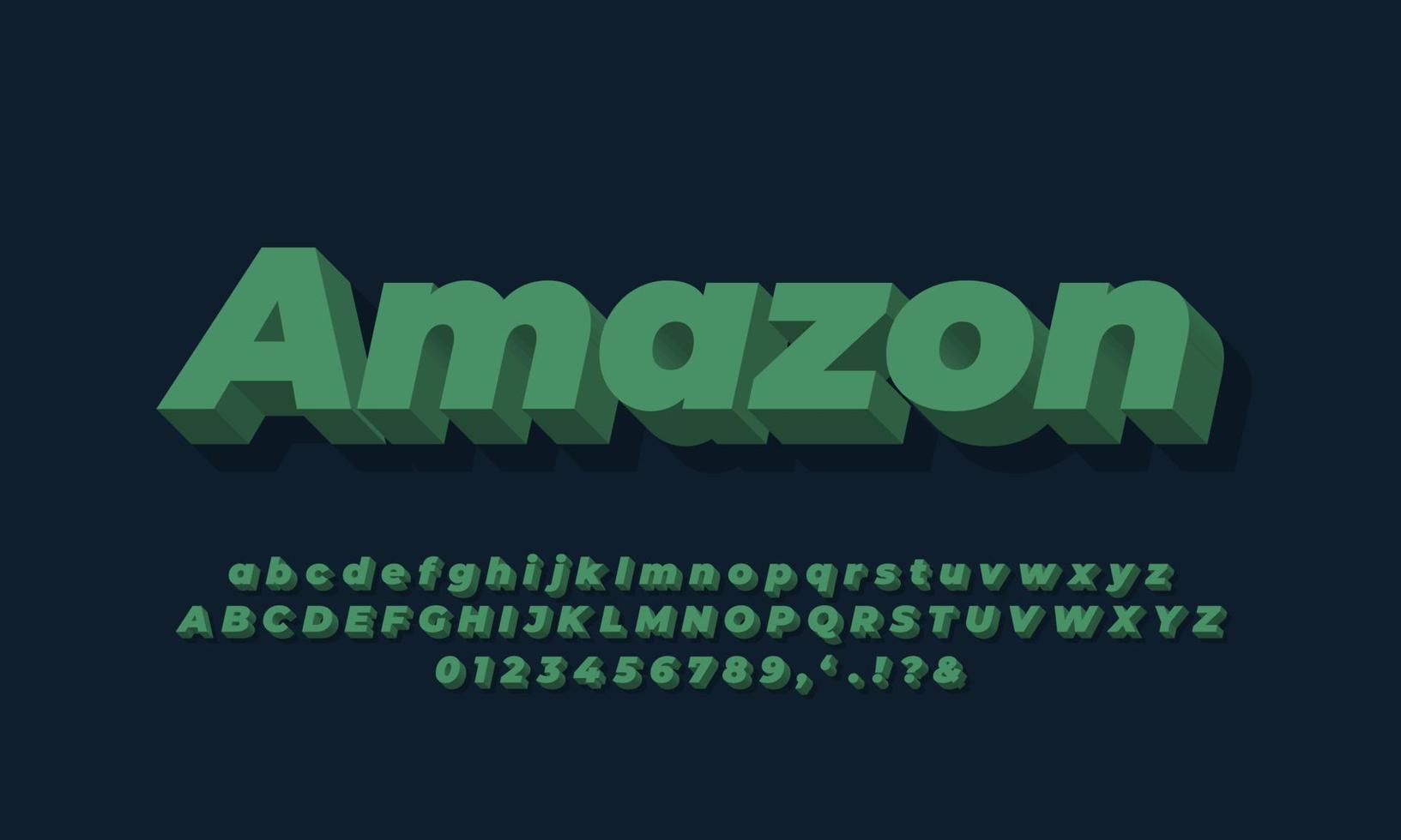 alphabet 3d  green dark text effect or font effect design vector