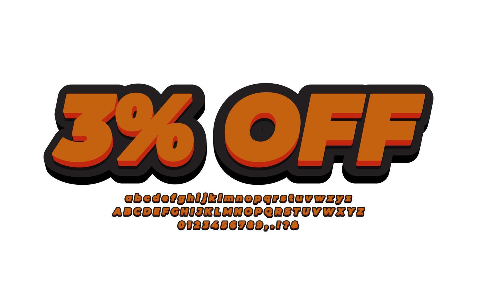 3 percent off sale text 3d  orange  black vector