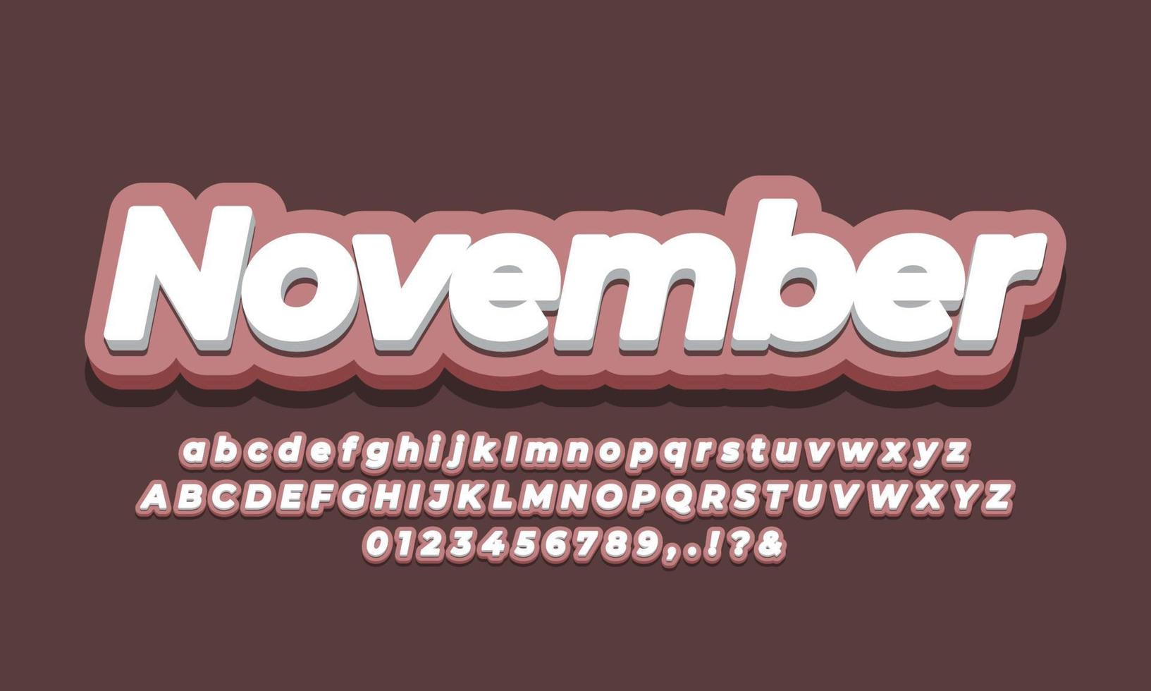 noviembre mes texto 3d rosa diseño vector