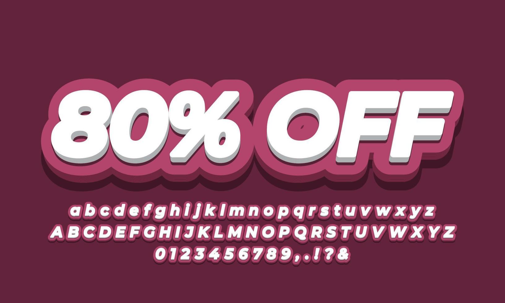 80 percent off sale discount promotion  3d soft  template vector