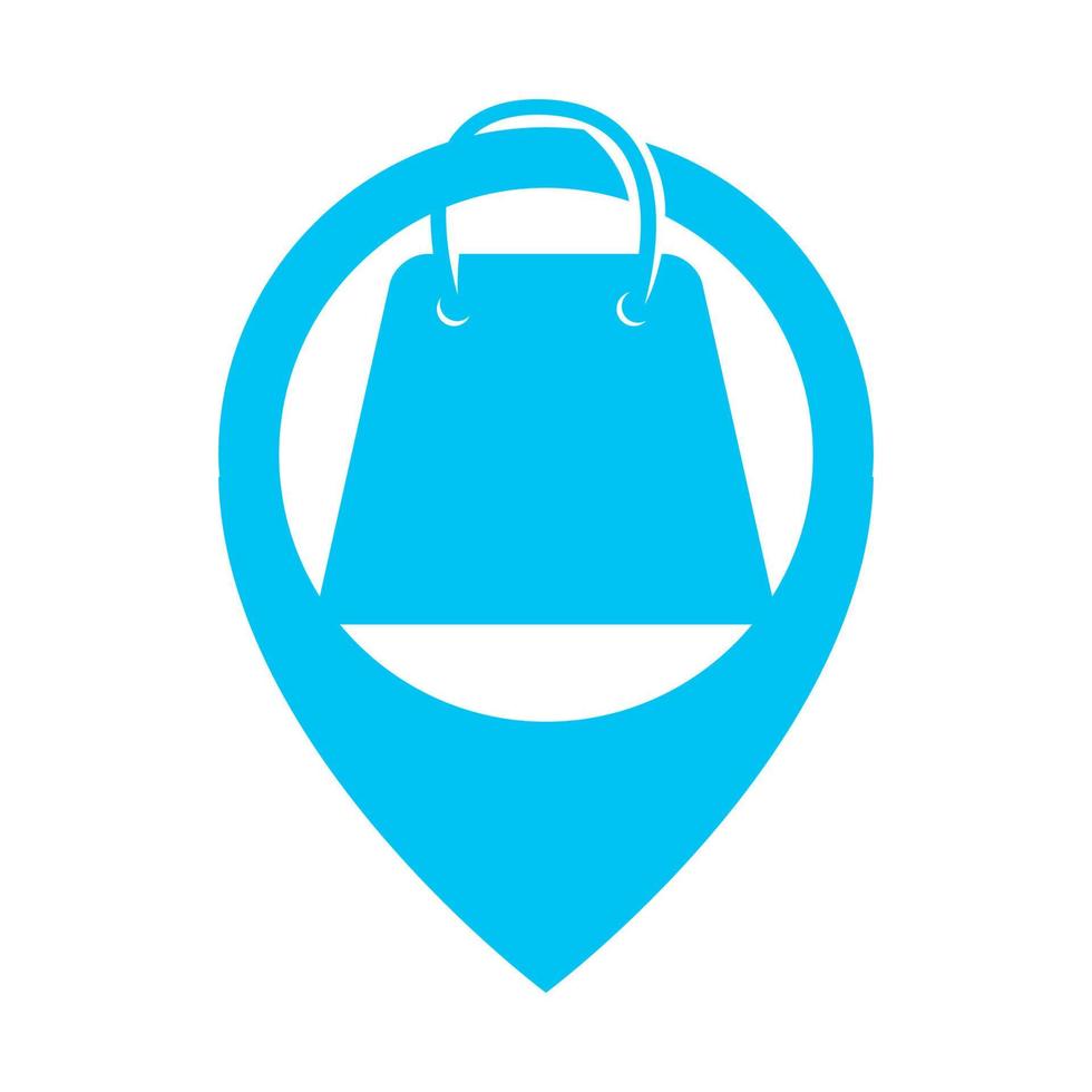 bolsa de compras con pin mapas ubicaciones logo vector icono diseño ilustración