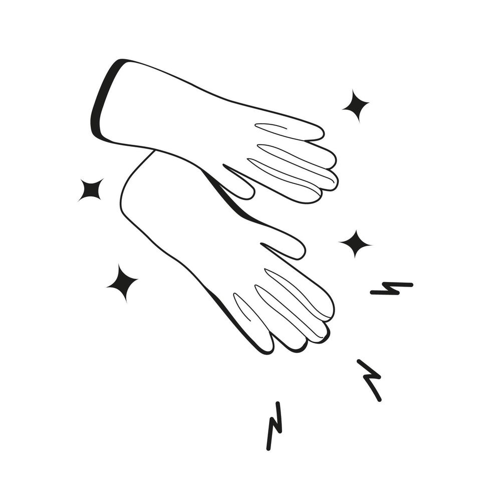 Line art rubber gloves. Isolated vector illustration