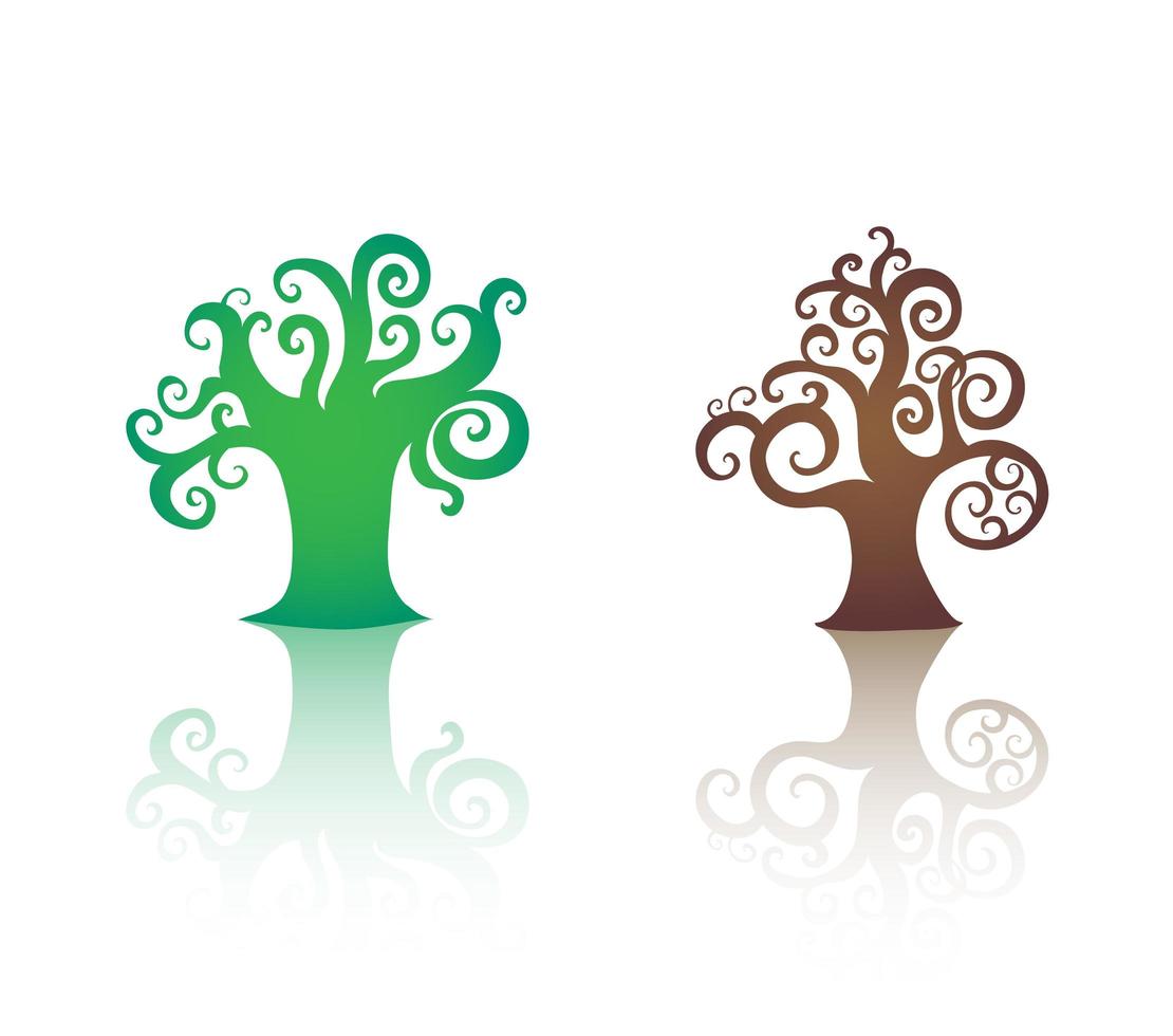 vector decorative trees icons isolated