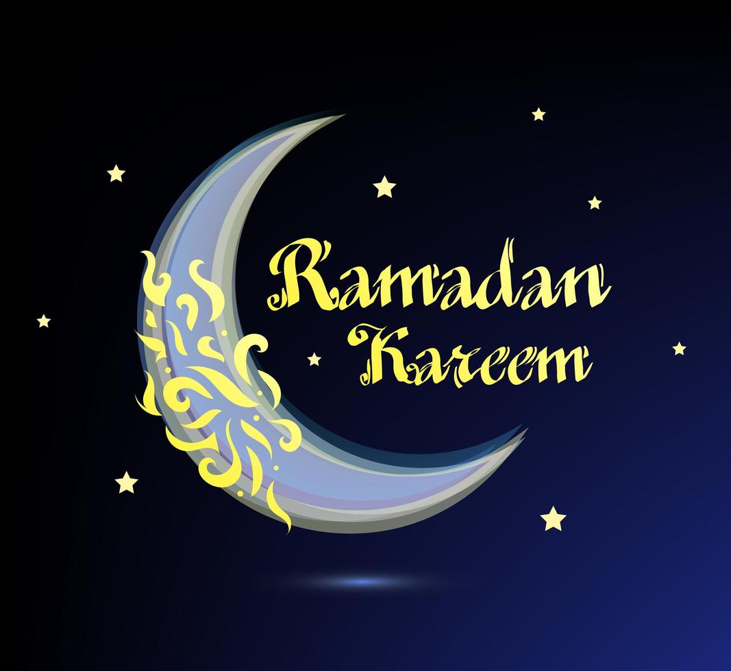 Ramadan Kareem beautiful greeting card - background with ornate moon. vector