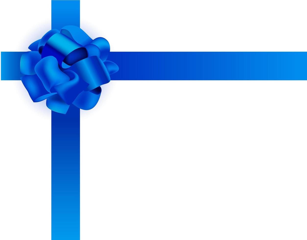 Vector realistic illustration. Blue ribbon bow, present packaging.