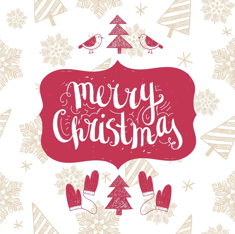 Vector Christmas, New Year illustration. Lettering, hand drawn holiday elements. Use as card, poster,