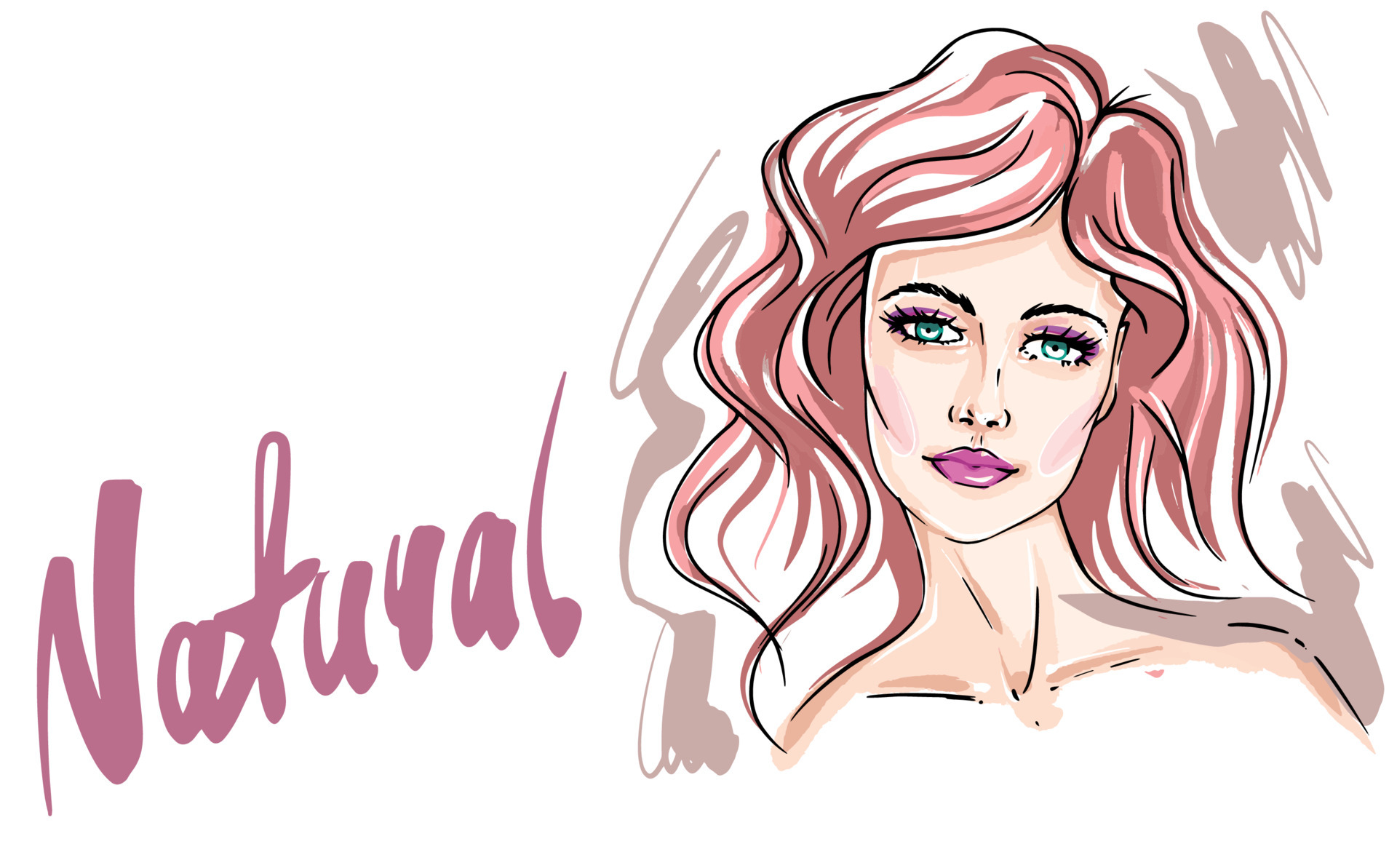 Beautiful young woman drawing sketch. Handdrawn modern fashion