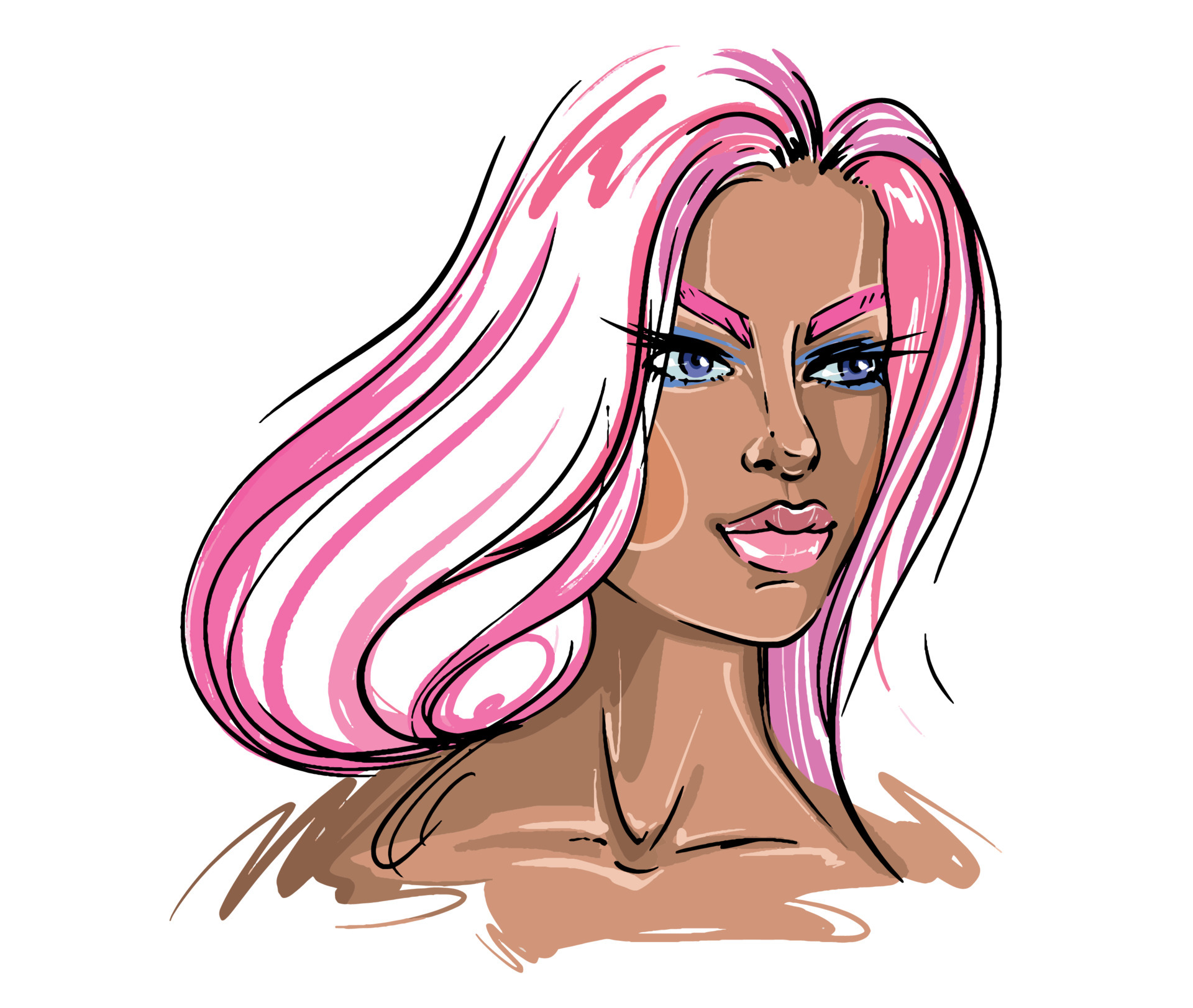 Abstract African-American model fashion illustration. Hand-drawn modern fashion illustration of a girl model with pink hair. Fashion pink makeup illustration 5251304 Vector Art at Vecteezy Abstract African-American model fashion illustration. Hand-drawn modern fashion illustration of a girl model with pink hair. Fashion pink makeup illustration 5251304 Vector Art at Vecteezy