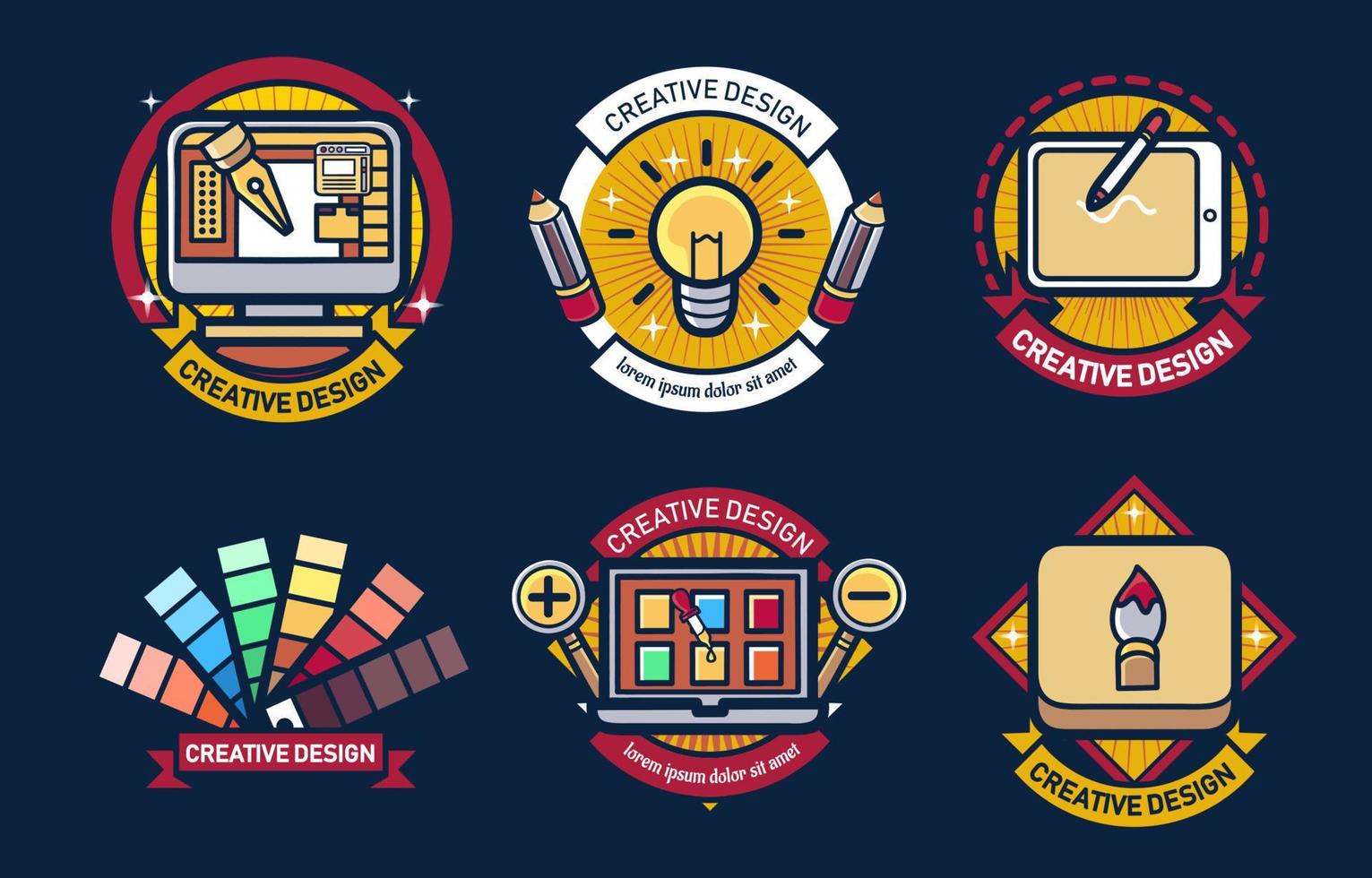 graphic design creative badge set collection vector