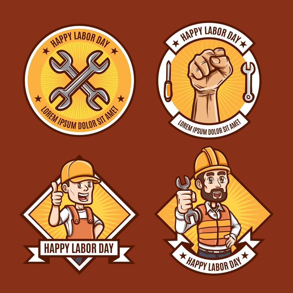 greeting happy labor day badge set collection vector