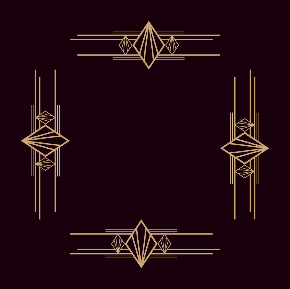 black background art deco frames vector