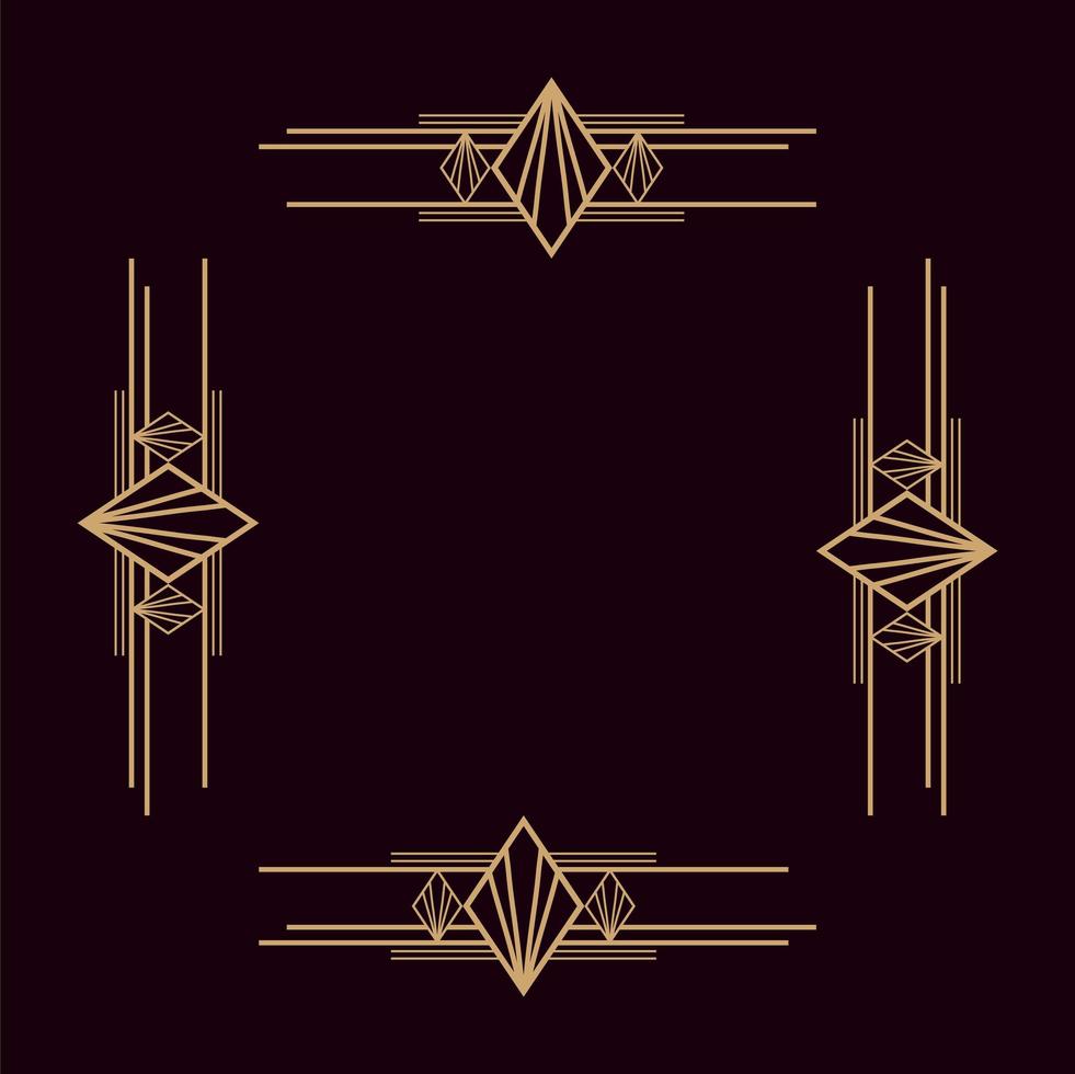 black background art deco frames vector