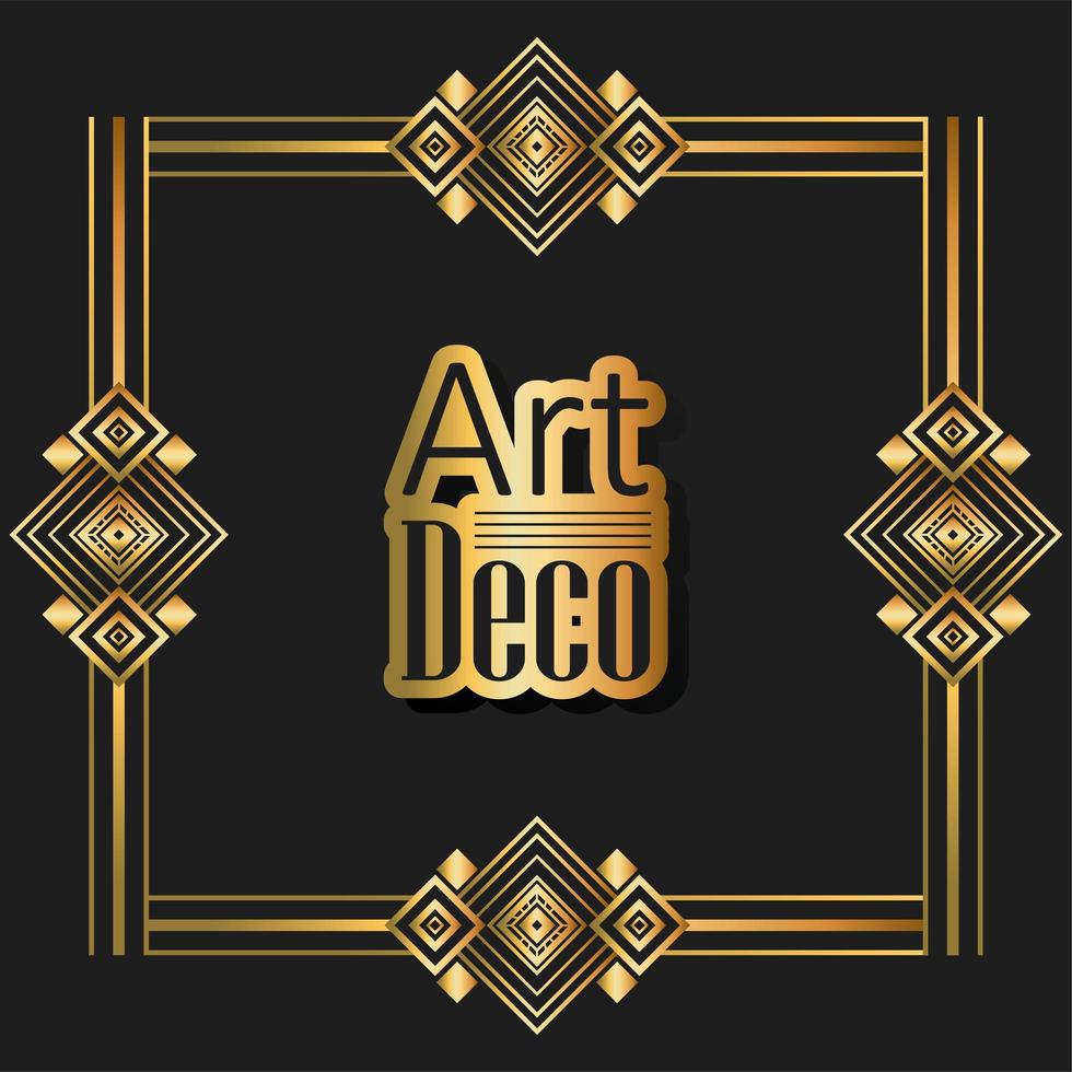 marcos art deco de fondo negro vector