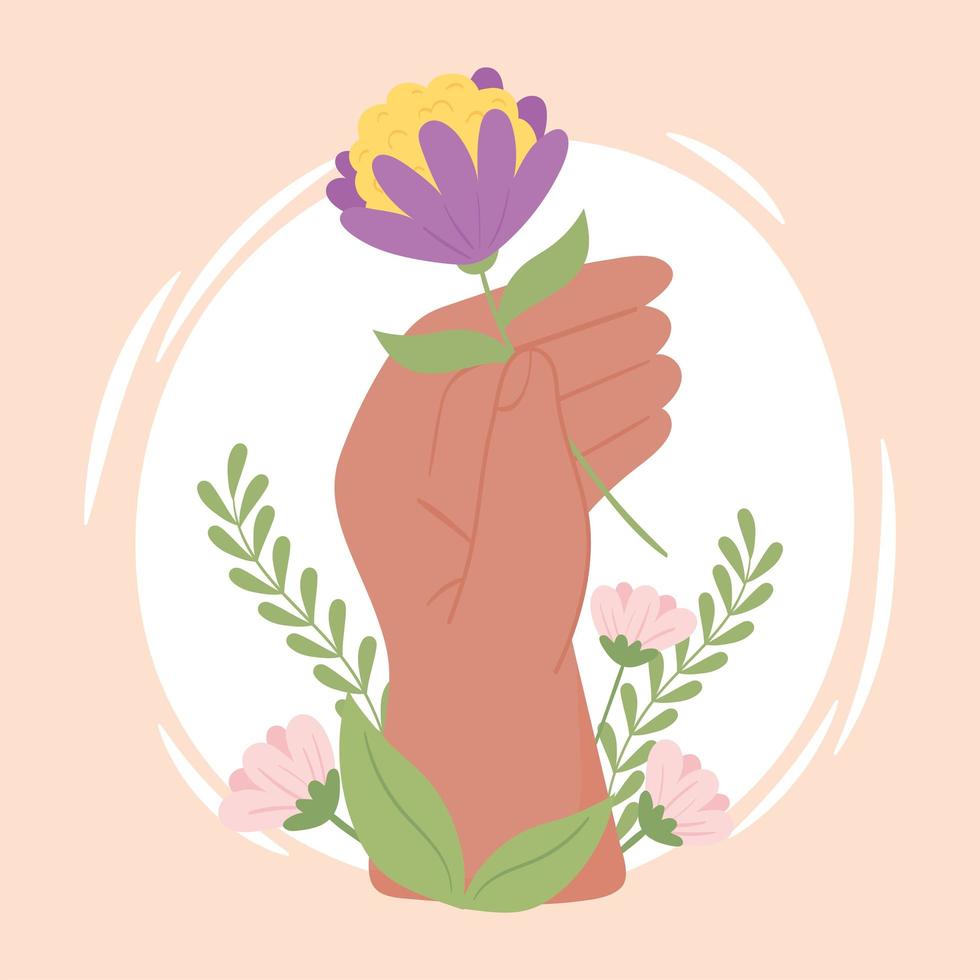 hand holding a flower vector