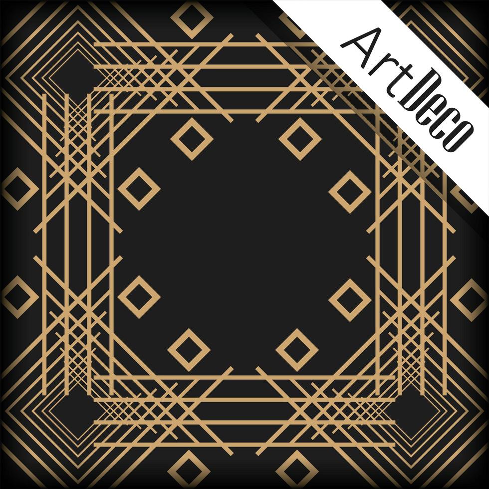 black background art deco frames vector
