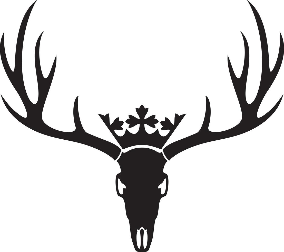 Deer skull with crown vector illustration