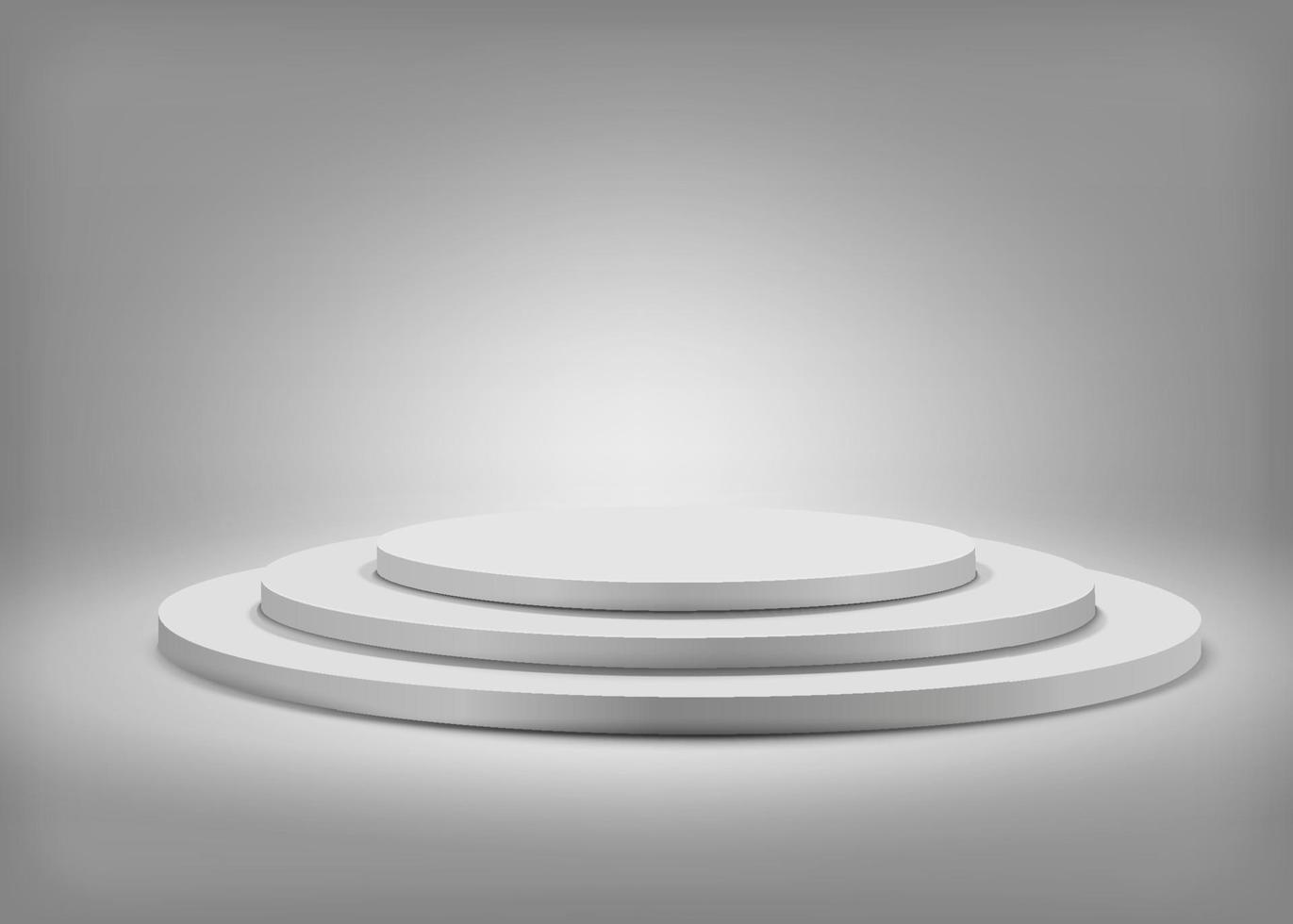 Gray round podium on grey background. vector