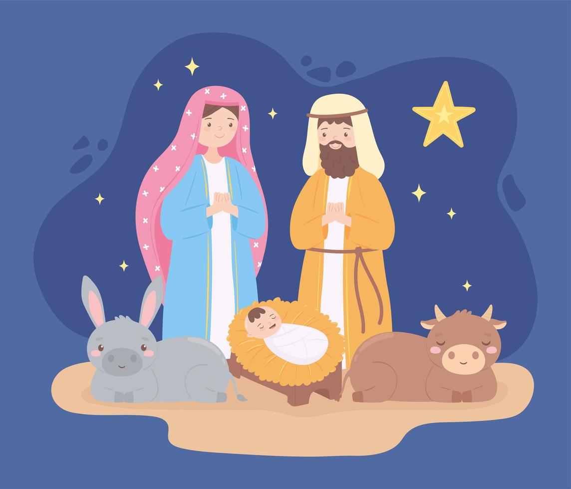 family cute manger vector