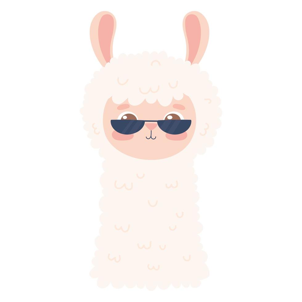 linda llama con gafas de sol vector