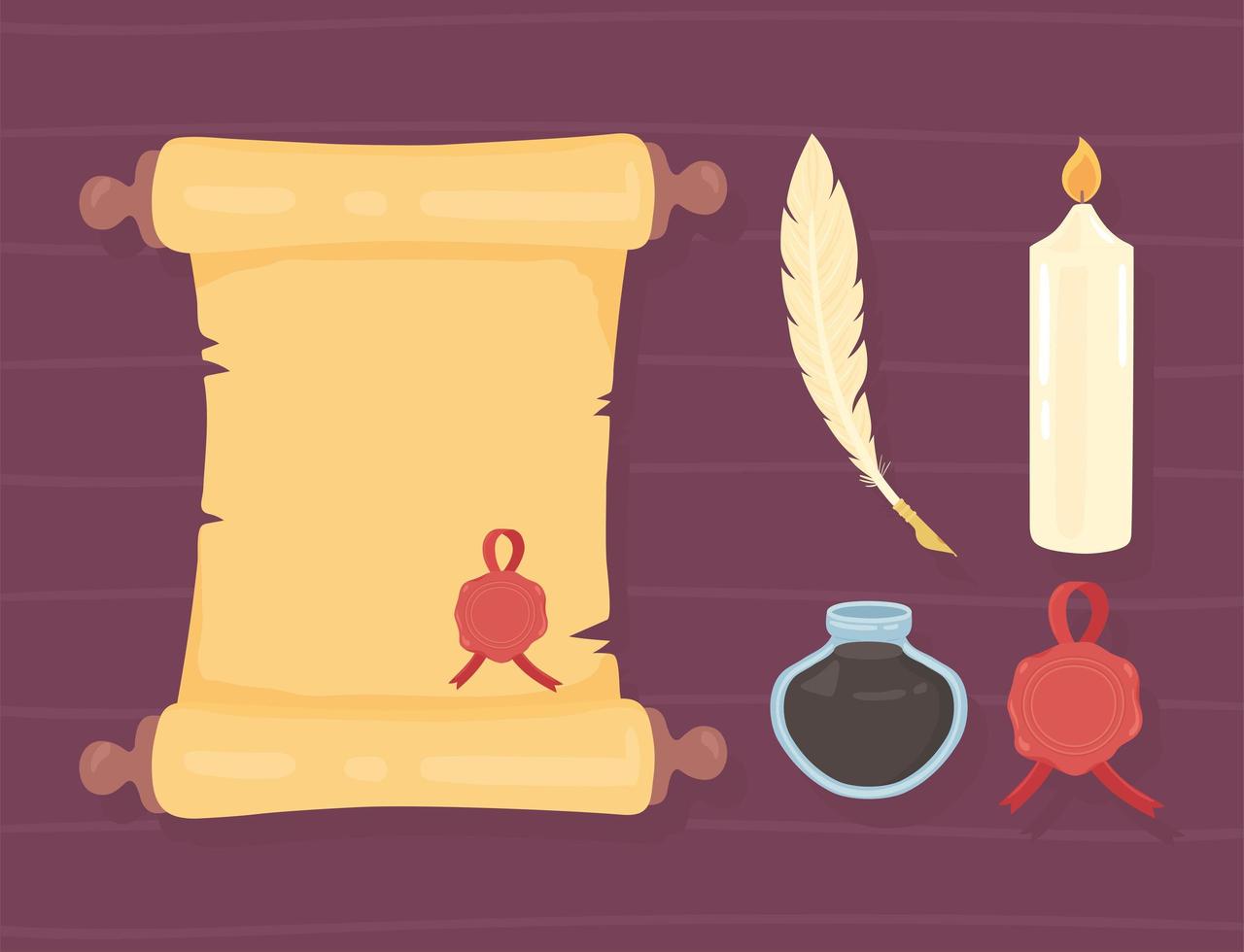 icons parchments and ink vector