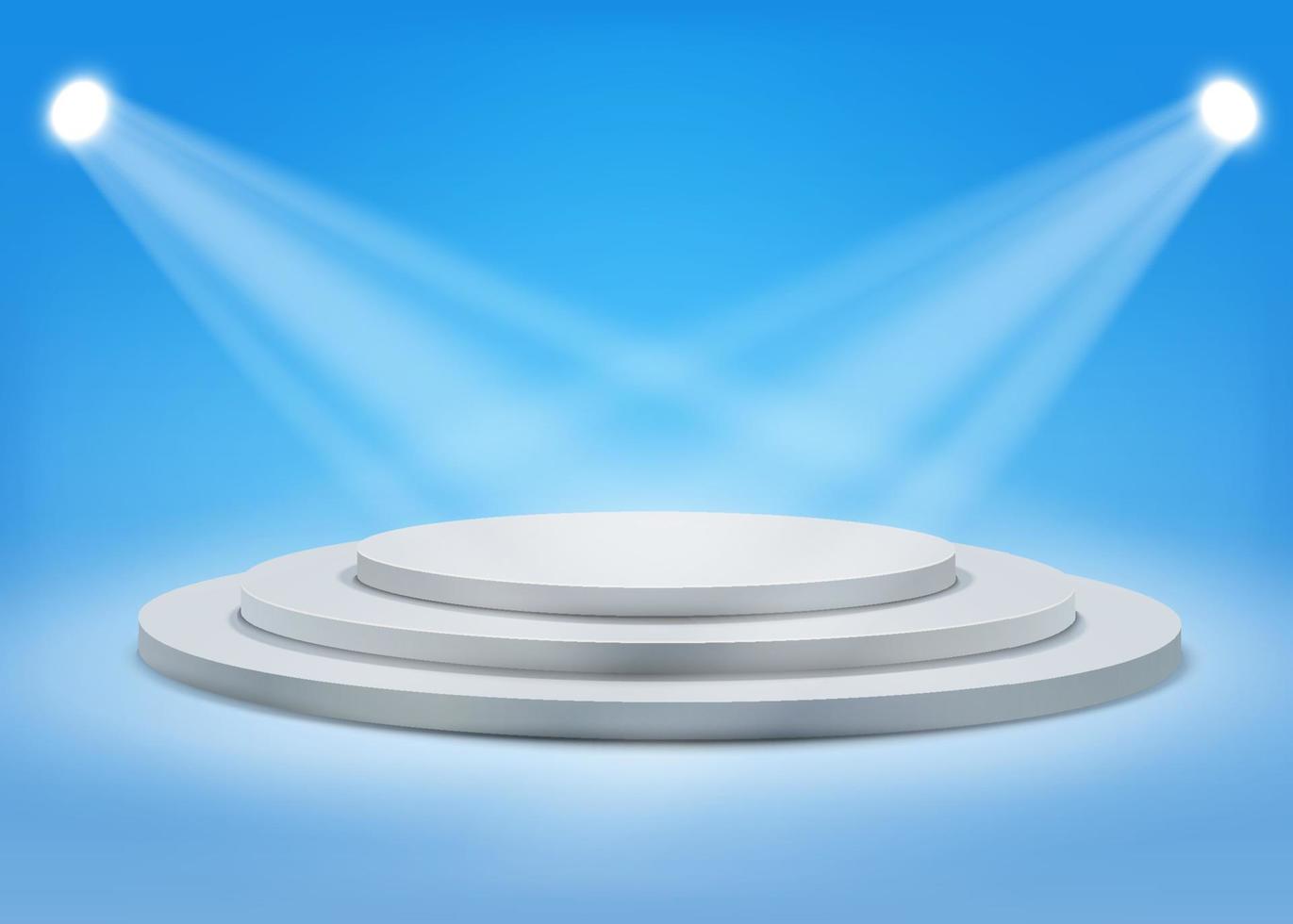 Gray round podium withTree step gray round podium with spotlight vector