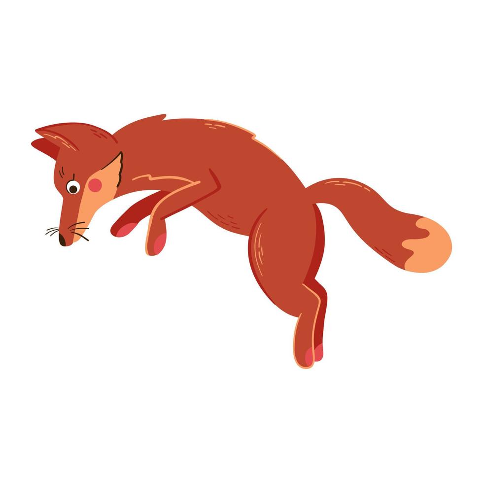 Cute jumping fox vector illustration. Forest wild animal