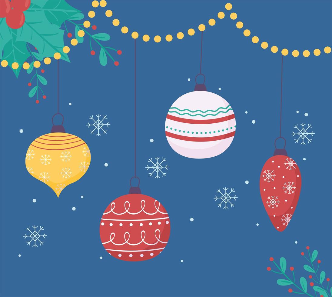 christmas balls and snowflakes vector