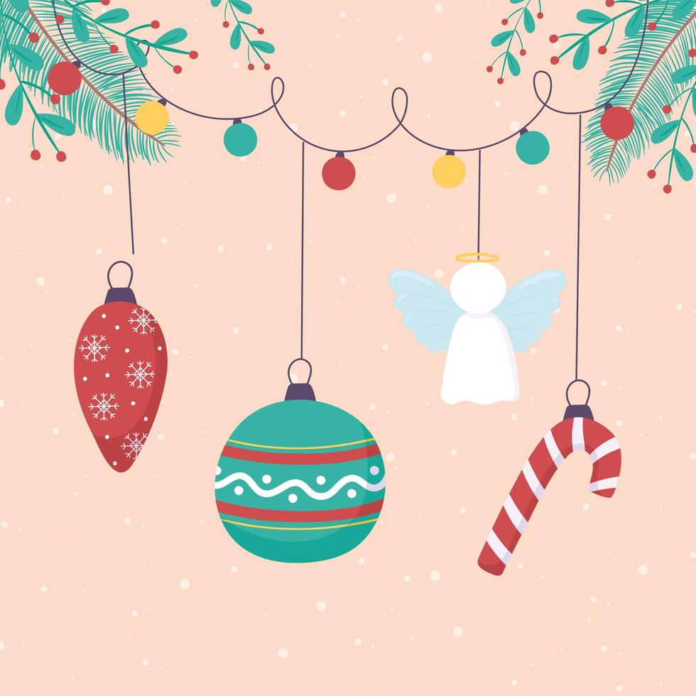christmas hang ornaments vector