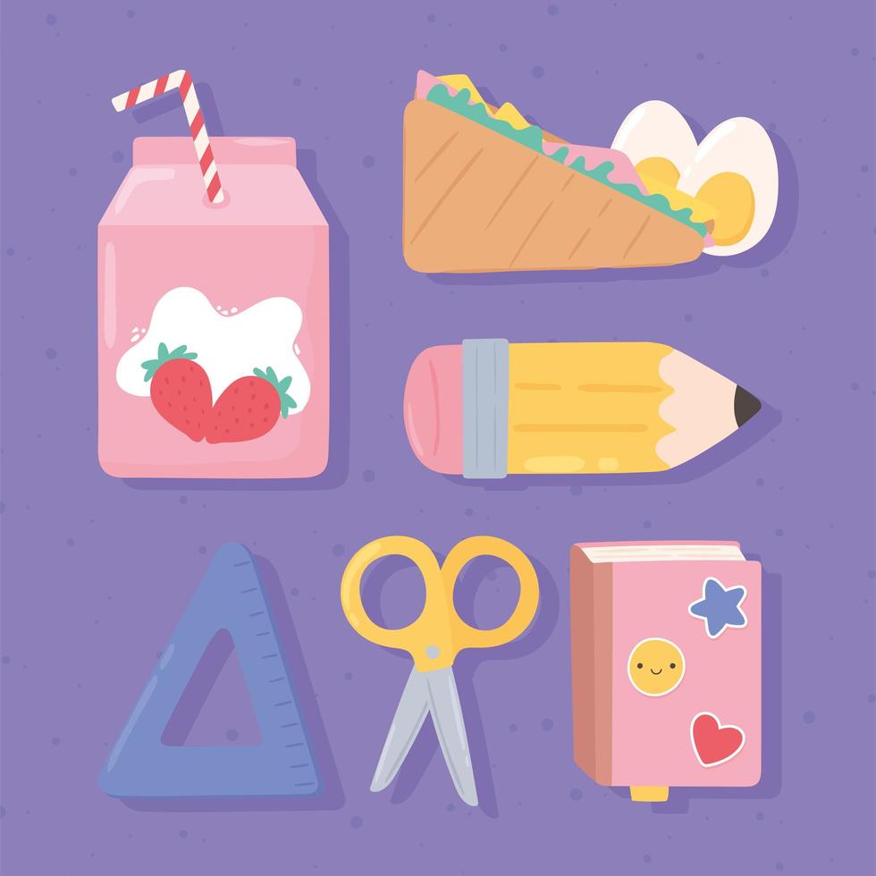 school icons set vector