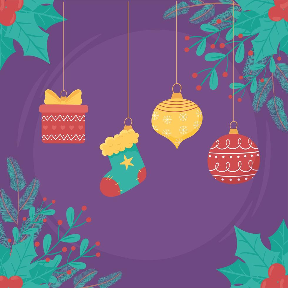 christmas balls and branches vector