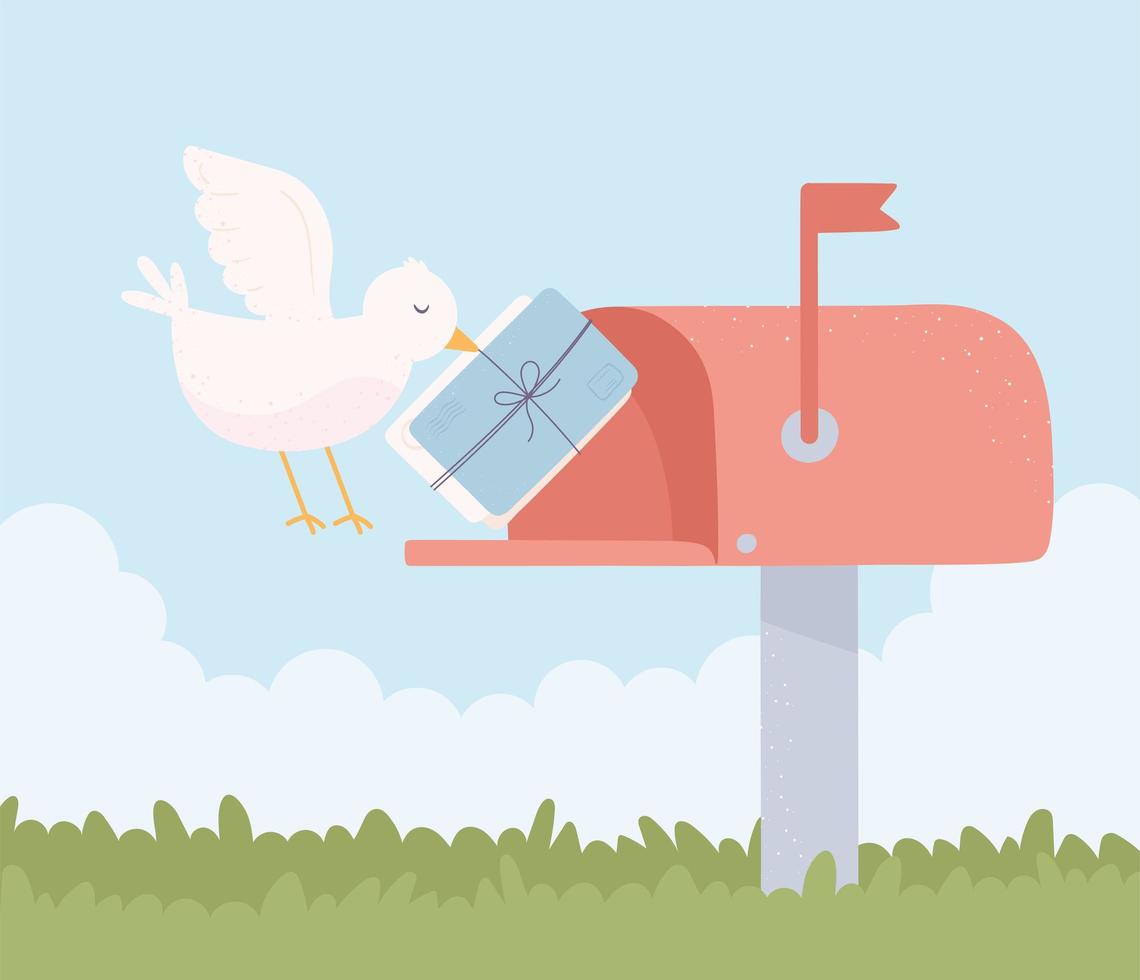 dove puts letters on mailbox vector