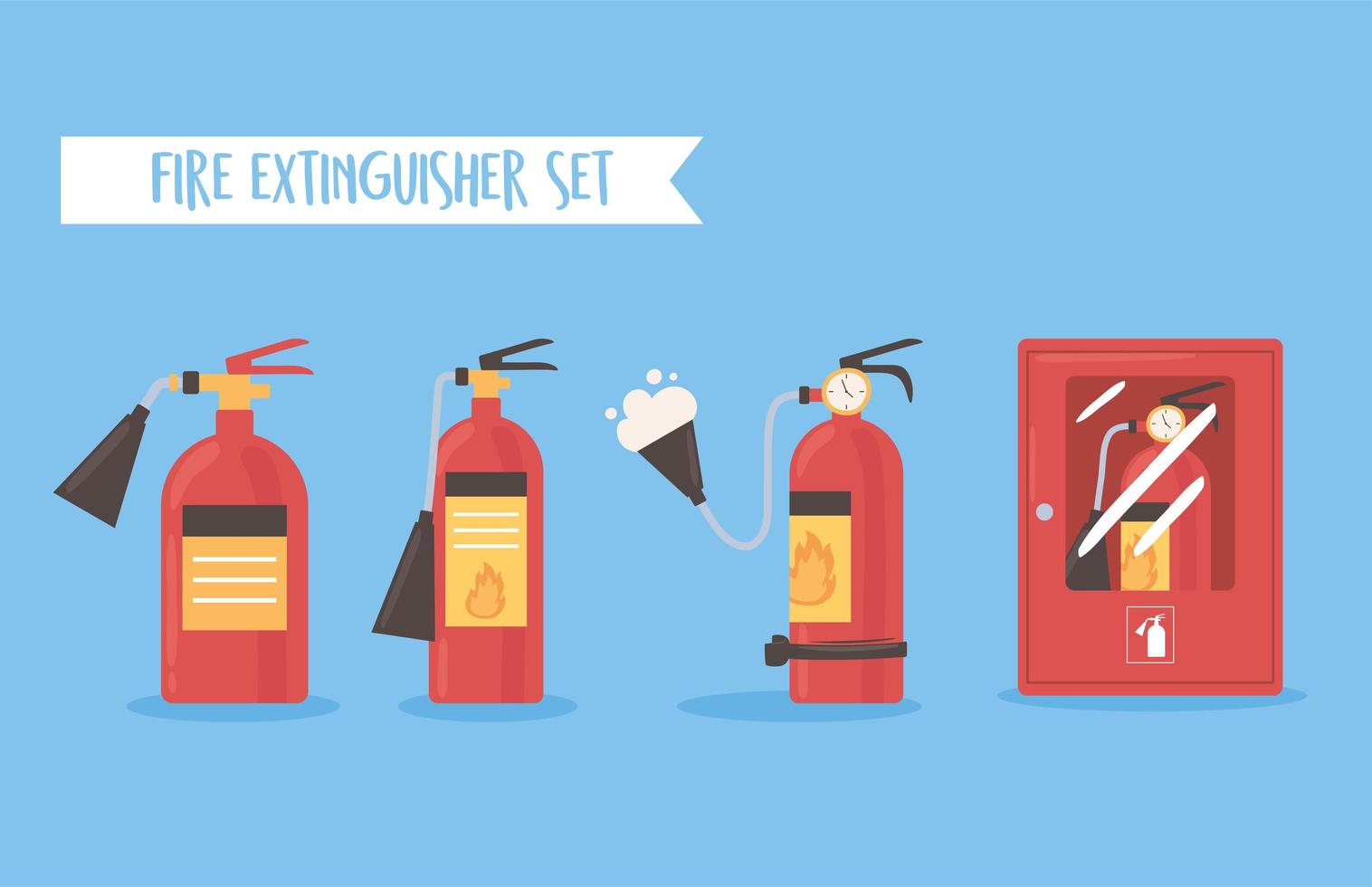 icon set fire extinguisher vector