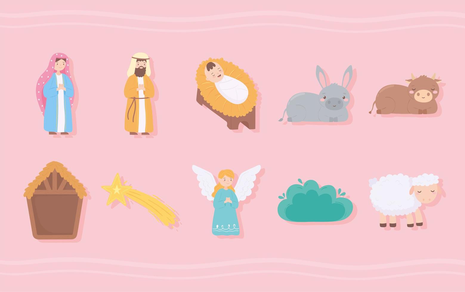 manger characters icons vector