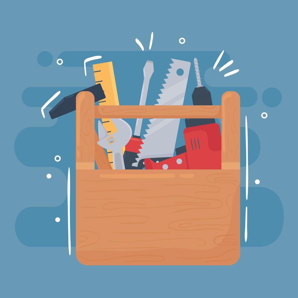 toolbox filled with tools vector